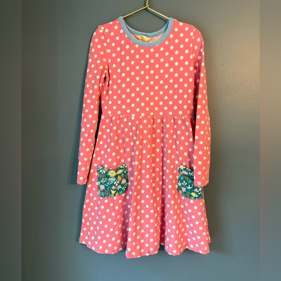 Matilda Jane Other - Matilda Jane Pink Polka Dot Kids Dress with Floral Pockets